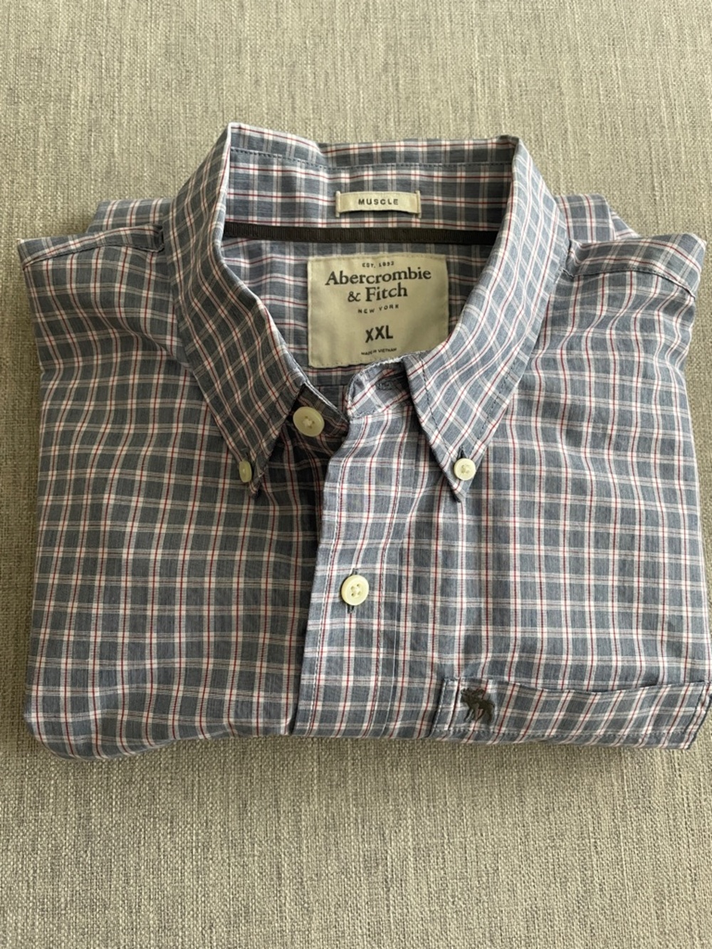 Abercrombie & Fitch Men's Button-Down Plaid Shirt in Blue